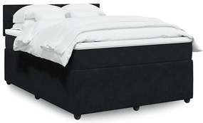 vidaXL Cama com molas/colchão 140x190 cm veludo preto