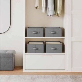 Conjunto de 4 caixas arrumação guarda roupa com 6 compartimentos Cinzento