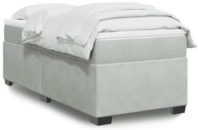 Cama com molas/colchão 100x200 cm veludo cinza-claro