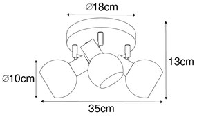 LED Refletor de teto inteligente preto com vidro fumê incluindo 3 WiFi P45 - Vidro Art Deco