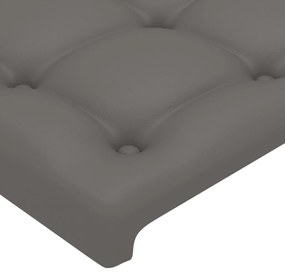 Cabeceira de cama c/ abas couro artificial 203x16x78/88cm cinza