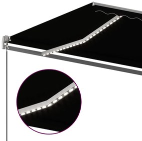 Toldo retrátil manual com LED 6x3 m antracite