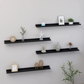 326669 vidaXL Prateleiras de parede 4 pcs 80x9x3 cm preto
