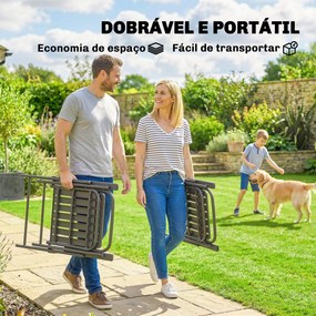 Conjunto de 4 Cadeiras Dobráveis (MESA NÃO INCLUIDA) para Jardim com Apoios de Braços Encosto e Assento Estrutura Metálica 55x63x93 cm Castanho