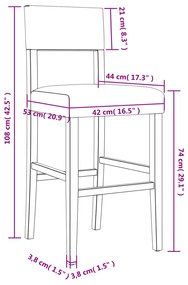 Cadeiras de bar 2 pcs seringueira maciça e couro artificial