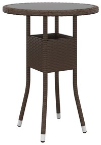3 pcs conj. bistrô de jardim vime PE e vidro temperado castanho