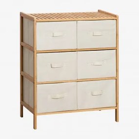 Cajonete 65x35 Cm Duplo Em Bambu Nafan Branco - Castanho Madeira - Sklum