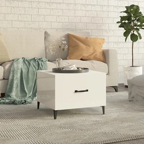 vidaXL Mesa de centro com pernas de metal 50x50x40 cm branco brilhante