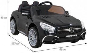 Carro elétrico para Crianças 12V Mercedes Benz AMG SL65 S Rodas de EVA, Assento de couro Preto