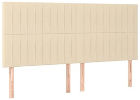 Cabeceira cama c/ LED tecido 180x5x118/128 cm crème