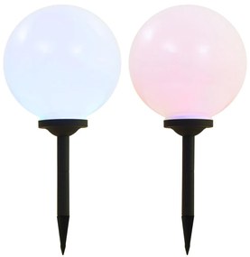 vidaXL Candeeiro solar de exterior LED 2 pcs esférico 30 cm RGB