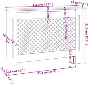 Cobertura de radiador 112x19x81,5 cm MDF preto