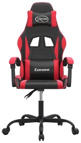 Cadeira gaming giratória couro artificial preto e vermelho