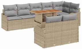 Conjunto de Sofá de Jardim com 9 Peças e Almofadas em Rattan de Polipr