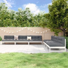 vidaXL 6 pcs conjunto lounge de jardim pinho maciço branco