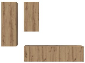 Conjunto de móvel de TV com prateleira 4 pcs carvalho artisiano
