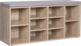 Banco estofado para sapatos 104 x 30 x 48 cm natural e Cinzento