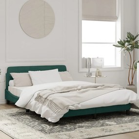 Estrutura de cama c/ cabeceira 140x190 cm veludo verde-escuro