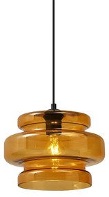 Candeeiro suspenso retro preto com vidro laranja - Denise Retro