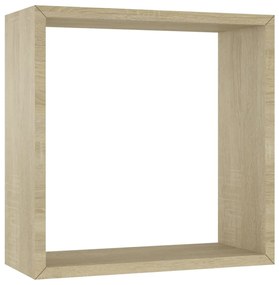 Prateleiras de parede forma de cubo 3pcs cm cor carvalho sonoma