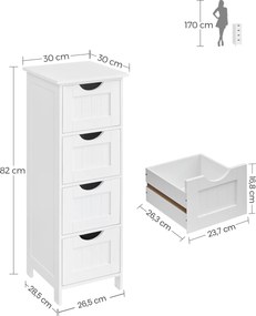 Armário casa de banho lateral de estilo campestre 30 x 82 x 30 cm Branco