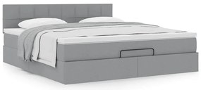 Estrutura de cama otomana com colchão 180x200 cm cinzento claro
