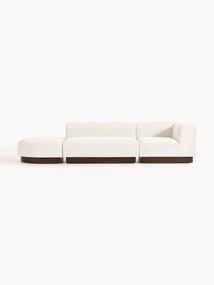Chaise longue modular em teddy-bouclé com banco Natalie