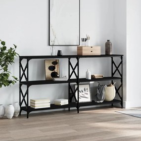 vidaXL Mesa consola 200x28x80,5 cm derivados de madeira preto