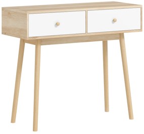 Mesa Consola Moderna Consola de Entrada Estreita com 2 Gavetas para Corredor Entrada Sala ou Dormitório 86x35x75 cm Carvalho