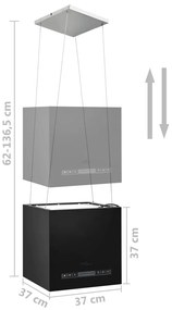 Exaustor de ilha suspenso ecrã tátil LCD 37cm aço revestido pó