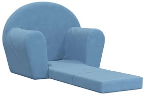 Sofá-cama infantil pelúcia macia azul