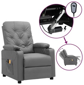 Poltrona de massagens elétrica couro artificial cinzento