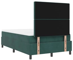 Cama Box com Colchão &amp; LED Verde Escuro 120x200 cm Veludo