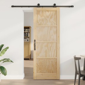 Porta Deslizante vidaXL com Conjunto de Ferragens 78x211 cm Madeira Sólida de Pinheiro