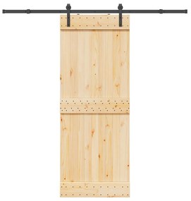 VidaXL Porta de correr com ferragens 80x210 cm madeira de pinho maciça
