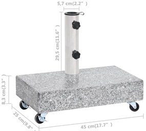 Base para guarda-sol 45x25x8,3 cm granito cinzento-claro