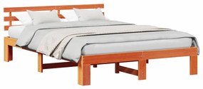 Estrutura de Cama de Madeira de Pinho Castanho Encerado