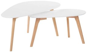 Conjunto de 2 mesas de centro brancas com pernas de madeira FLY III Beliani