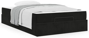Estrutura da Cama com armazenamento Preto 140 x 190 cm Veludo