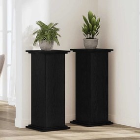 vidaXL Suporte de Plantas Preto Carvalho 33 x 33 x 100 cm em Madeira Engineered
