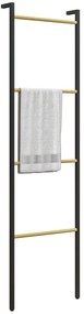 Toalheiro de 4 Níveis Toalheiro Casa de Banho com 4 Barras de Bambu e Estrutura de Aço 49x5,5x167,5 cm Preto e Madeira