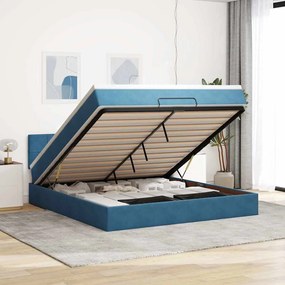 Estrutura de cama otomana com colchão 160x200 cm azul escuro