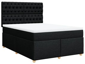 Cama com molas/colchão 140x200 cm tecido preto