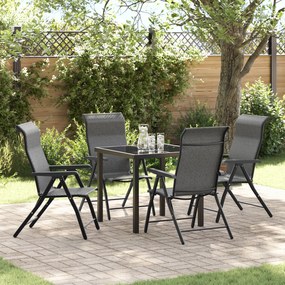 vidaXL Conjunto de Jantar de Jardim 5 Peças Cinza Rattan Poli