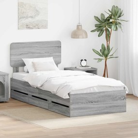 vidaXL Estrutura da Cama com gaveta Cinza Sonoma 90 x 190 cm