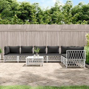 vidaXL 8 pcs conjunto lounge de jardim com almofadões aço branco