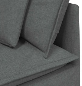 Sofá modular com pufes e almofadas tecido cinzento-escuro