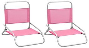 Cadeiras de praia dobráveis 2 pcs tecido rosa