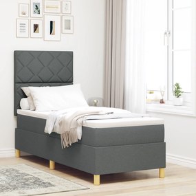 Cama Box Spring com Colchão Cinza Escuro 80x200 cm Tecido