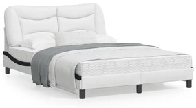 vidaXL Estrutura cama c/ cabeceira couro artif. 140x190cm branco/preto